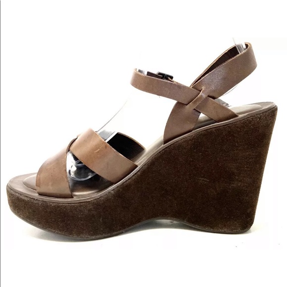 Kork Ease Bette Brown Open Toe Wedge Sandals - Picture 4 of 8